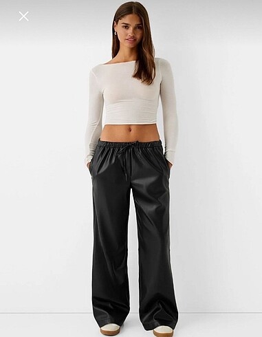 Bershka BERSHKA deri pantolon