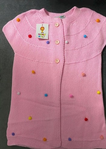 Pembe Nakışlı Kız Çocuk Kolsuz Triko Yelek - Görsel 4