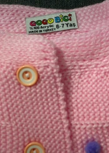 Pembe Nakışlı Kız Çocuk Kolsuz Triko Yelek - Görsel 3