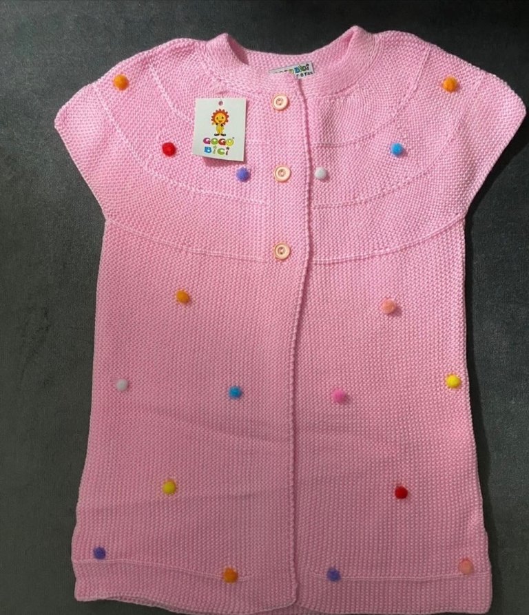 Pembe Nakışlı Kız Çocuk Kolsuz Triko Yelek - Görsel 4