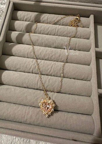 Nakışlı Kalp Detaylı Çelik Swarovski Kolye - Görsel 5