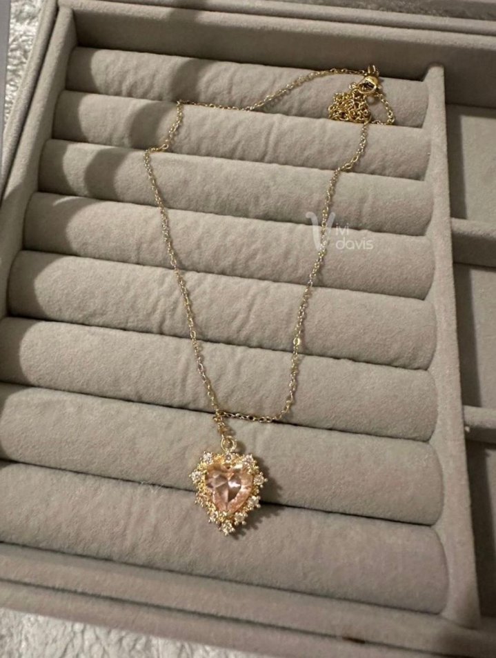 Nakışlı Kalp Detaylı Çelik Swarovski Kolye - Görsel 5