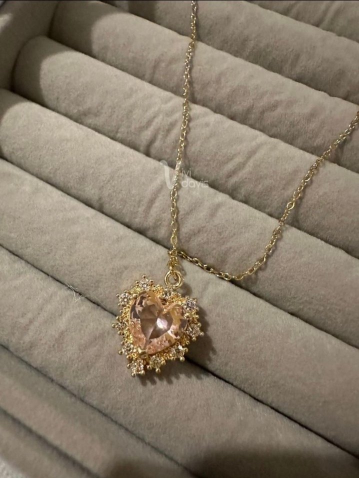 Nakışlı Kalp Detaylı Çelik Swarovski Kolye - Görsel 2