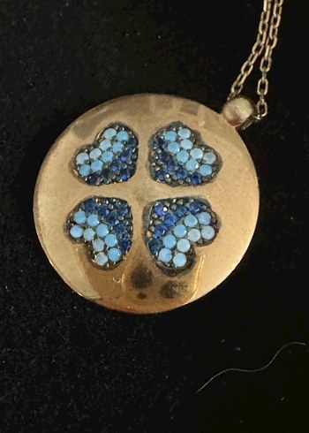 925 ayar gümüş, rose kaplama, Safir ve turkuaz taşlı yonca kolye - Görsel 7