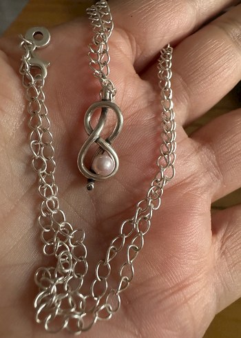925 ayar gümüş incili sonsuzluk kolye - Görsel 7