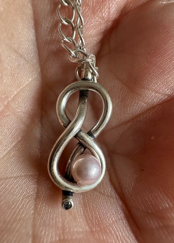925 ayar gümüş incili sonsuzluk kolye - Görsel 6