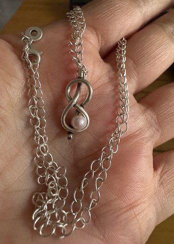 925 ayar gümüş incili sonsuzluk kolye - Görsel 9