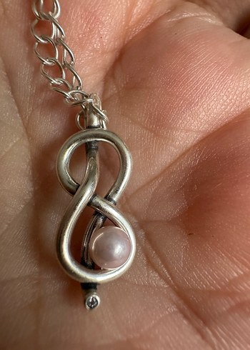 925 ayar gümüş incili sonsuzluk kolye - Görsel 2