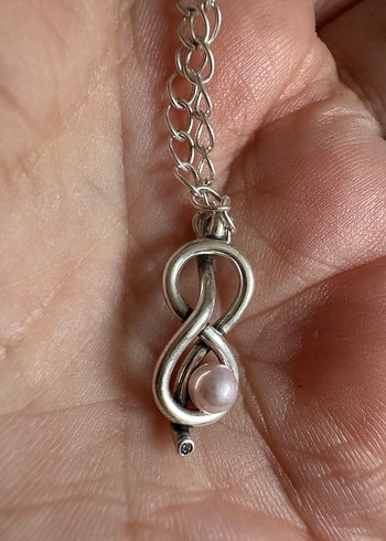925 ayar gümüş incili sonsuzluk kolye - Görsel 8