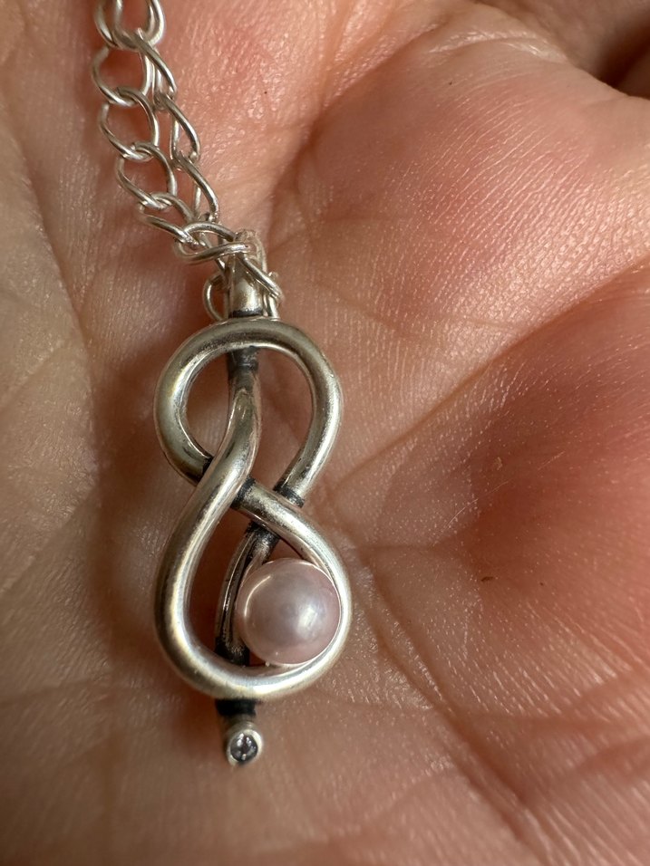 925 ayar gümüş incili sonsuzluk kolye - Görsel 2