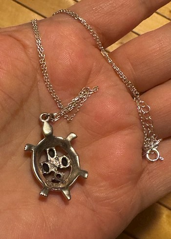 Kaplumbağa figürlü 925 ayar gümüş Kolye - Görsel 4