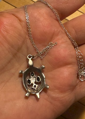 Kaplumbağa figürlü 925 ayar gümüş Kolye - Görsel 9