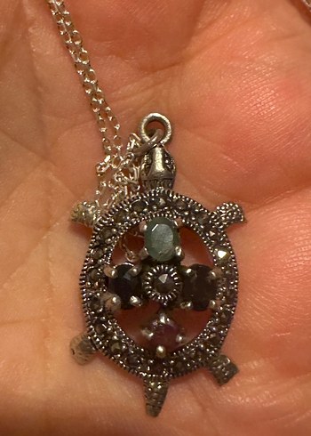 Kaplumbağa figürlü 925 ayar gümüş Kolye - Görsel 2