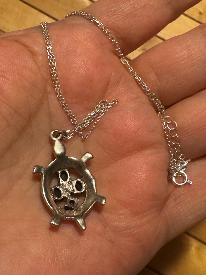 Kaplumbağa figürlü 925 ayar gümüş Kolye - Görsel 4