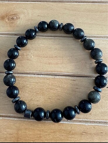 Obsidyen gold bileklik, 8mm