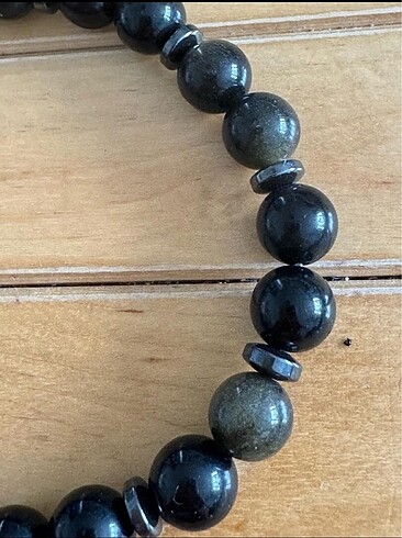 American Vintage Obsidyen gold bileklik, 8mm
