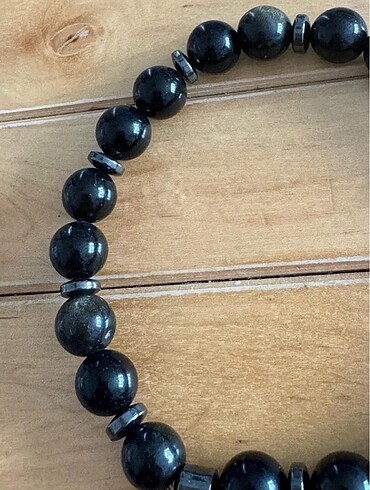 Beden Obsidyen gold bileklik, 8mm