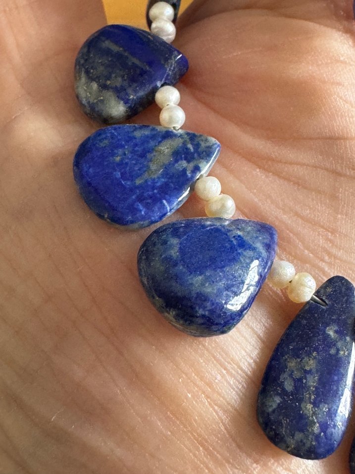 Lapis Lazuli ve inci detaylı kolye — görsel 9/10
