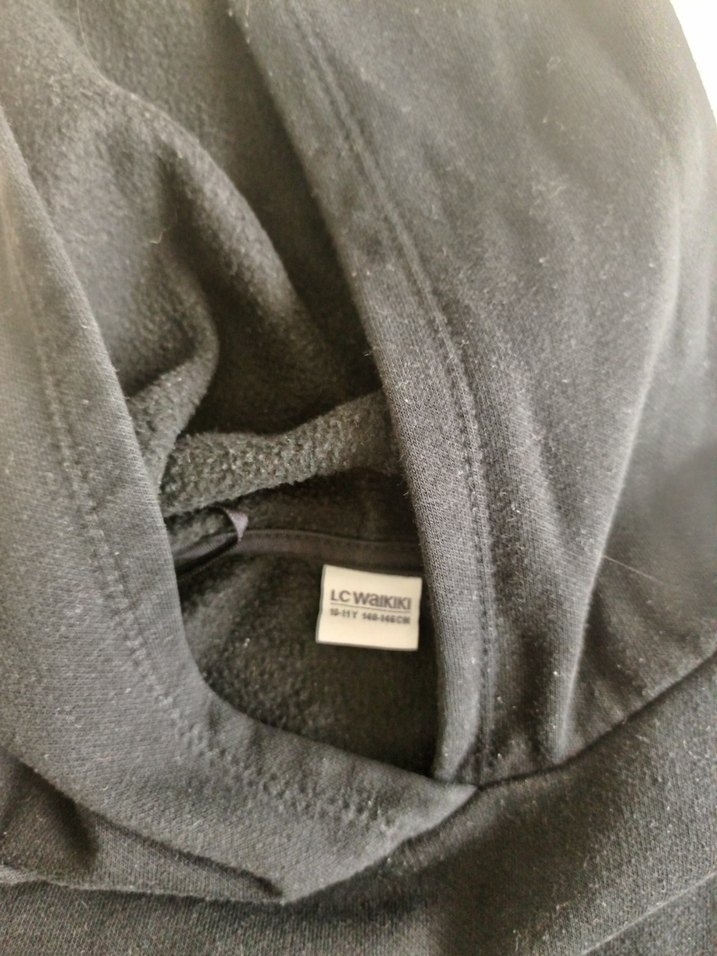 Siyah Kapüşonlu erkek çocuk Sweatshirt - Görsel 2