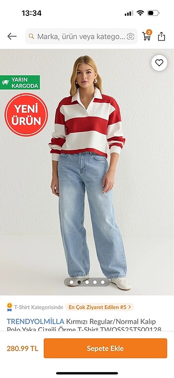 s Beden kırmızı Renk Trendyol polo yaka