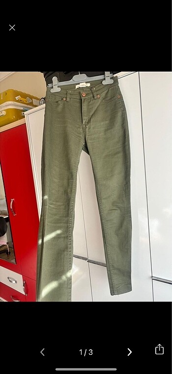 Haki yeşil dar pantolon