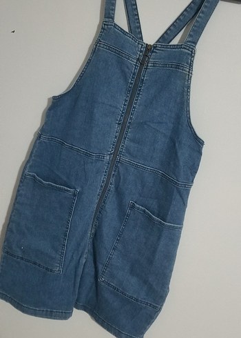 Kadın Kısa Denim Salopet - Görsel 2