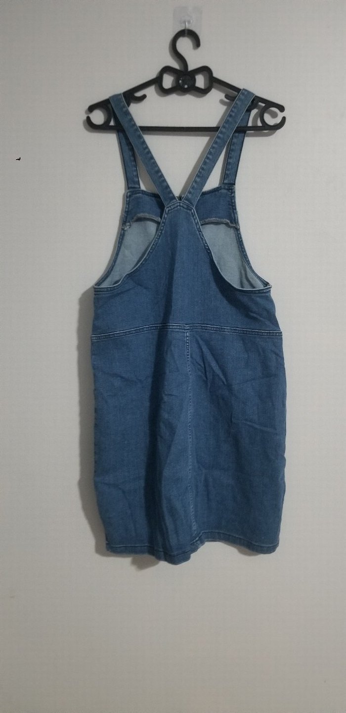 Kadın Kısa Denim Salopet - Görsel 4