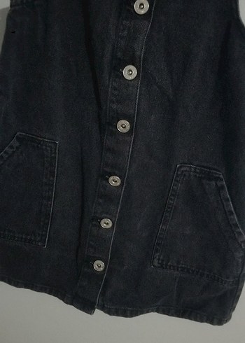 H&M Kız Çocuk Siyah Kot Askılı Elbise