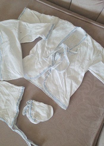 Bebek Erkek Hastane Kıyafeti Keten Kumaş - Görsel 2