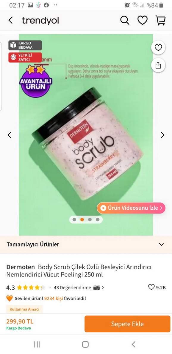 Dermoten Çilek Aromalı Vücut Peelingi 250 ml - Görsel 2