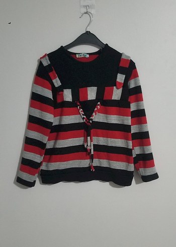 kadın Çizgili Triko Sweatshirt