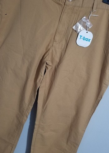 T-box Bej Düğmeli unisex Pantolon