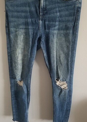 44 Beden mavi Renk kadın yüksek bel yırtıklı skinny jean