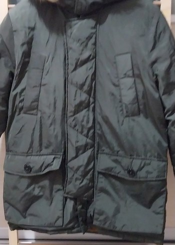 haki Kürklü Erkek Çocuk Kaban kuş tuyu - Görsel 2