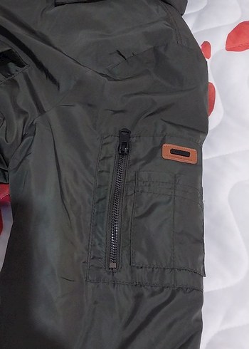 haki Kürklü Erkek Çocuk Kaban kuş tuyu - Görsel 4