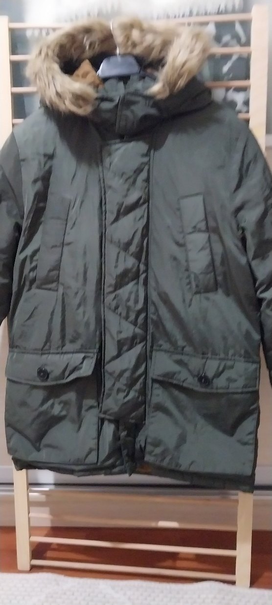 haki Kürklü Erkek Çocuk Kaban kuş tuyu - Görsel 2