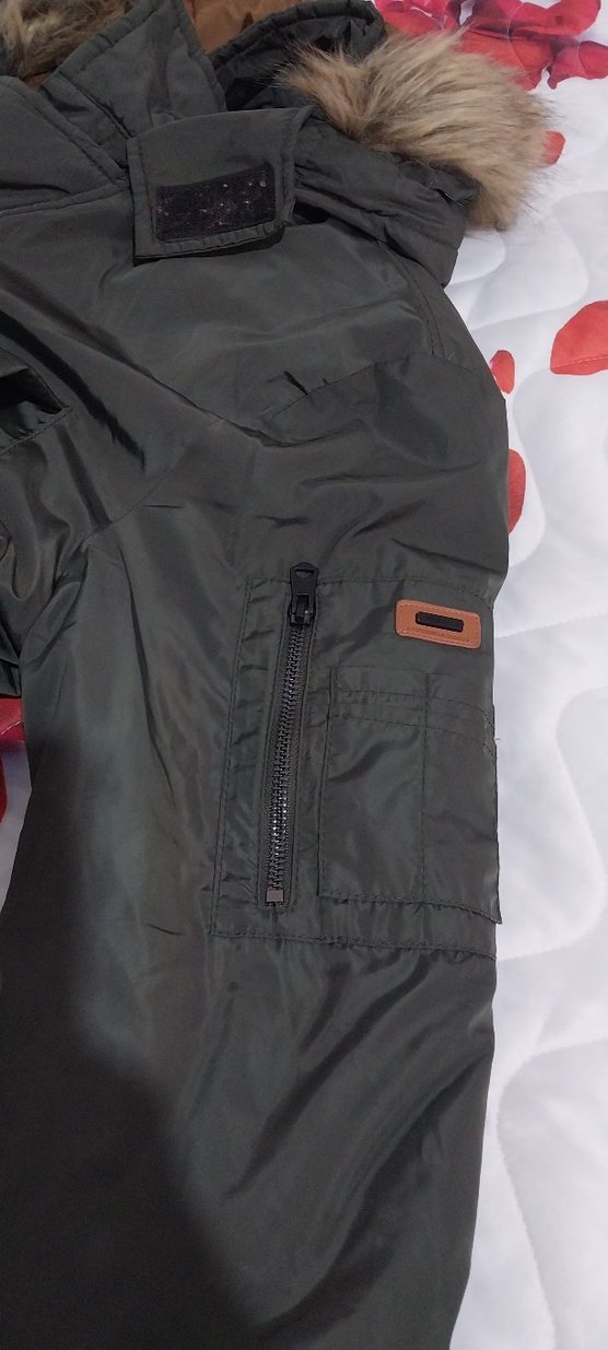 haki Kürklü Erkek Çocuk Kaban kuş tuyu - Görsel 4