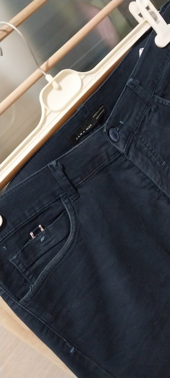 Lacivert Düğmeli Erkek Kot Pantolon - Görsel 2