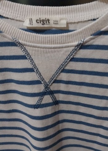 Çizgili kiz  Çocuk Pamuklu Sweatshirt - Görsel 2