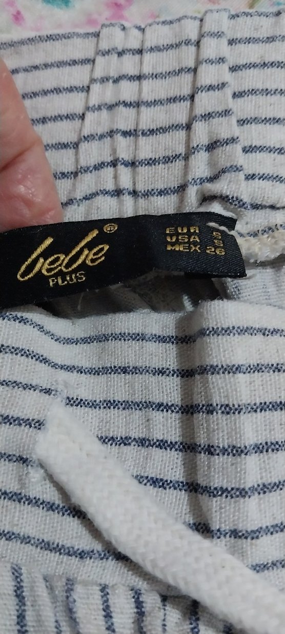 Gri Çizgili Kadın Pamuklu Kumaş Pantolon - Görsel 4