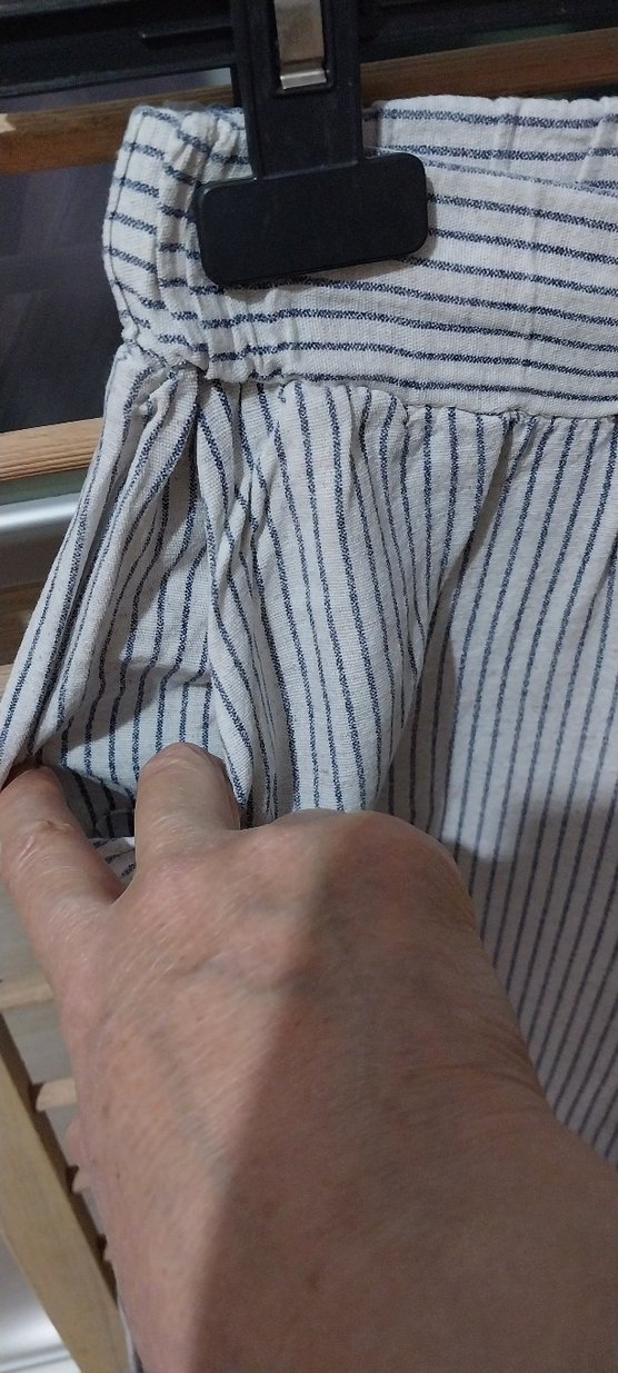 Gri Çizgili Kadın Pamuklu Kumaş Pantolon - Görsel 3