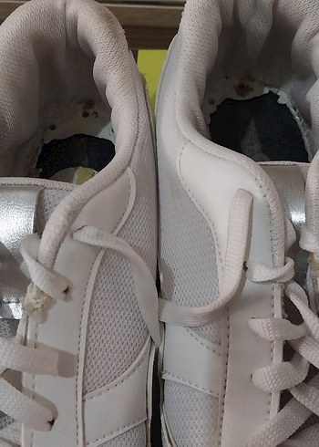 Beyaz Yüksek Topuklu Bağcıklı Spor Ayakkabı - Görsel 5