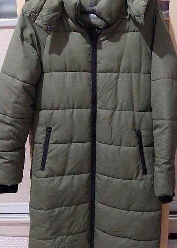 Primark Haki Uzun Kapusonlu Sisme Mont