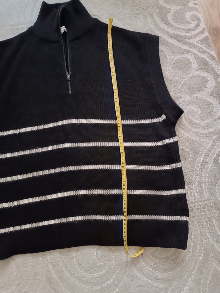 Gri Yarım Fermuarlı Örme Kadın Süveter - Görsel 5