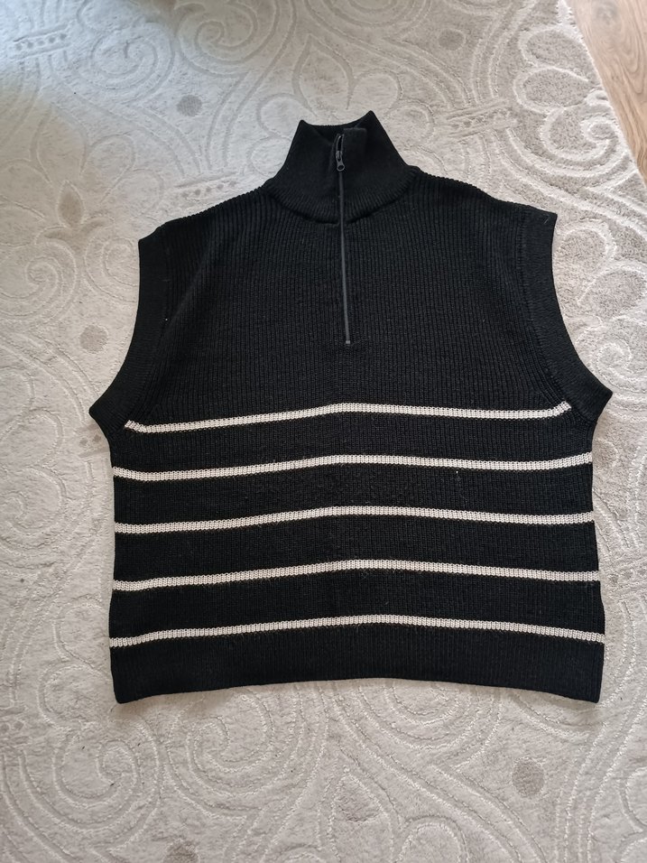 Gri Yarım Fermuarlı Örme Kadın Süveter - Görsel 2