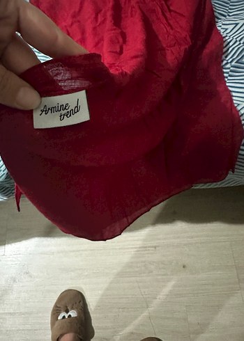 Koyu Kırmızı Düz şal - Görsel 3