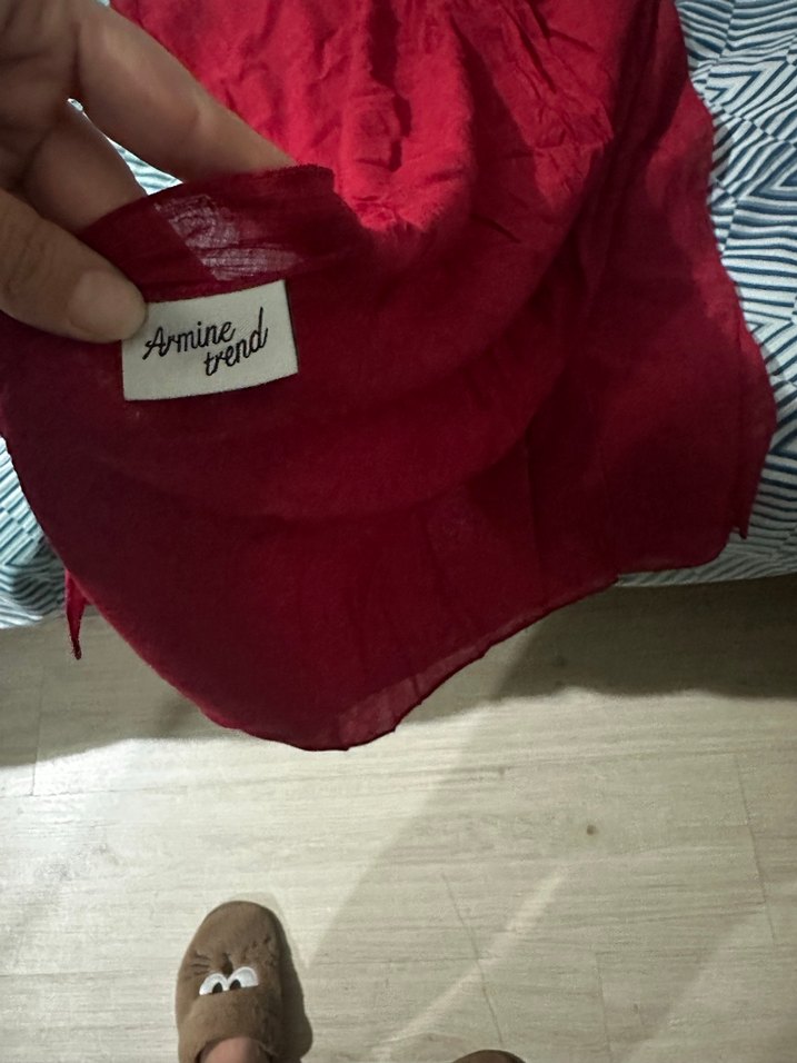 Koyu Kırmızı Düz şal - Görsel 3