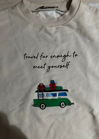 Bej Baskılı Kadın Sweatshirt - Rahat Kesim - Görsel 2