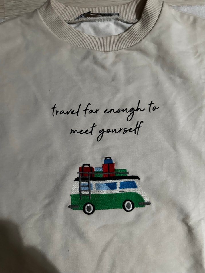 Bej Baskılı Kadın Sweatshirt - Rahat Kesim - Görsel 2