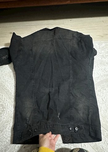 Siyah Düğmeli Oversize Denim Ceket - Görsel 5